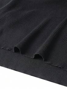 Herren Rippstrick Rollkragenpullover, modische Strickware für den Alltag - Schwarz - Übersicht 8