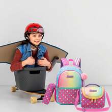 8-10 Years Old Girls' Cute Backpack Set With Lunch Box, Suitable For Preschool, Kindergarten, Elementary School Students, Back To School Essential