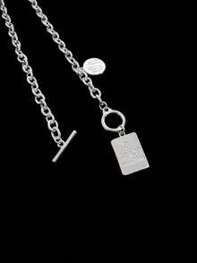 1 件别致方形吊坠项链，优雅简约链式项链，适合女士