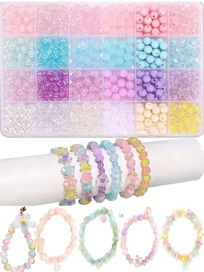Macaron Soft Color Beaded Handmade Kit: Glass Bead Bracelet Making Set, 8mm Round Bead Handmade DIY Jewelry Making Wedding Kit, Acrylic Beaded Gift With Abundant Colorful Beads For Creative Design, Easily Craft Your Unique And Ethereal Accessories, Start Your Fun DIY Journey