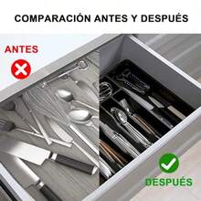 Organizador de Cubiertos Cajón Organizador de Cubiertos Bandeja Expandible para Utensilios de Cocina Soporte Ajustable para Cubiertos Blanco - como en la foto - Ver 4