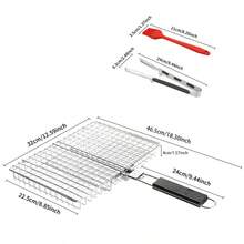 Stainless Steel Foldable Handle Barbecue Tongs, Outdoor Multifunctional Fish/Chicken/Meat Grill Clip, Corn Grill Rack