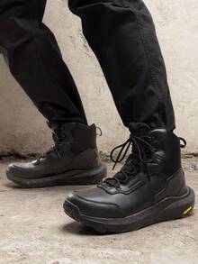 Men's HydroRange Tactical Boots - Lightweight Waterproof Leather Combat Footwear With Enhanced Cushioning, Arch Support, And Anti-Slip Technology For Military, Motorcycle, And Hiking Adventures - 黑色 - 查看 9