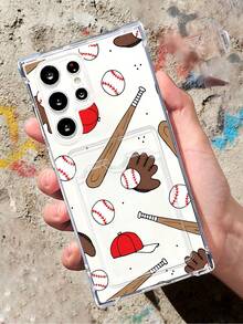 1 pieza Funda protectora, funda transparente para celular, con ranura para tarjeta, carcasa de TPU silicona resistente a golpes "Funda de teléfono con diseño de béisbol, estilo deportivo casual y clásico estadounidense, ideal para hombres y parejas, temática de juego y equipo, regalo perfecto para temporada de fiestas, compatible con Galaxy A21/A24/A25/A32/A34/A35/A54/A55, Galaxy S25/S24/S23/S22/S21 Ultra/Plus, compatible con iPhone16/15/14/13/12/11/XS/XR/X/PLUS/PRO/PROMAX, agarre cómodo, regalo de temporada para amigos, novia, novio, familia" - transparente - Ver 2