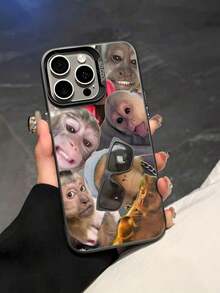 Expression 1pc Monkey Pattern Design TPU Soft Edge Phone Case Compatible With Iphone13/15/14/13/12/11/16/Galaxy/Redmi/OPPO/VIVO/INFINIX, Interesting Puzzle Waterproof Shockproof Anti-Fall Scratch Resistant - Kiểu 4 (1 chiếc) - Xem 1