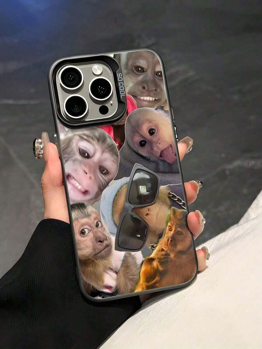 Expression 1pc Monkey Pattern Design TPU Soft Edge Phone Case Compatible With Iphone13/15/14/13/12/11/16/Galaxy/Redmi/OPPO/VIVO/INFINIX, Interesting Puzzle Waterproof Shockproof Anti-Fall Scratch Resistant - Kiểu 4 (1 chiếc) - Xem 1