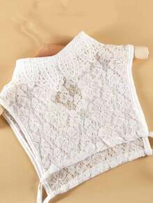 1 pezzo di colletto finto per camicia da donna con pizzo in chiffon funzionale e effetto traforato - Multicolore - Visualizzare 2
