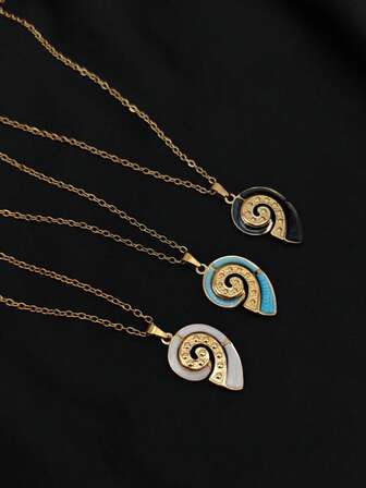 1 pieza Collar colgante con estilo de concha de playa bohemio chapado en oro de 18K, collar gargantilla minimalista y de moda unisex, regalo romántico para parejas