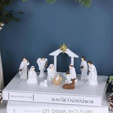 Nativity Sets Indoor, Set Of 11 Resin Nativity Scene Figurines Set Decor, Decorations Indoor Home Table Mantle Kitchen Shelf - ban đầu - Xem 7