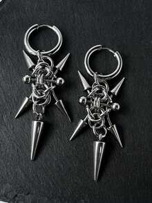1 Pair Punk Rock Unique Spiked Rivet Earrings, Everyday Wear & Party Jewelry - Multicolor - View 3