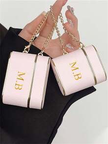 [Customized]Personalized Luxury Personalized Letter Name Customized Soft Cover For 1 2 3 4 Pro 2 Cylindrical Litchi Pattern Faux Leather Earphone Case - Multicolor - View 4