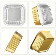 25/50pcs Gold Durable Square Aluminum Foil Baking Cups With Lids - For Cakes, Muffins, Desserts, Christmas, Halloween, Muffin Cups, Dessert Containers, Sturdy Structure, Heat-Resistant Material, Holiday Cooking, Party Planning - Gold - View 3
