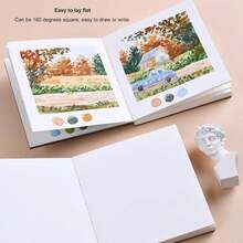 Cuaderno de Bocetos de Acuarela de 30 Hojas, Diario de Acuarela Pequeño Portátil, Cuaderno de Bocetos de Acuarela para Pintura, Dibujo, Medios Mixtos, Acrílico, Papel de Arte - Azul - Ver 5