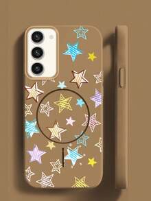 Funda magnética mate para teléfono con pentagrama en toda la superficie para Samsung Galaxy S22+ S23+ S22 Plus S23 Plus S22 Ultra S23FE S23 Ultra, funda protectora de TPU suave y resistente a los golpes. - Negro - Ver 1