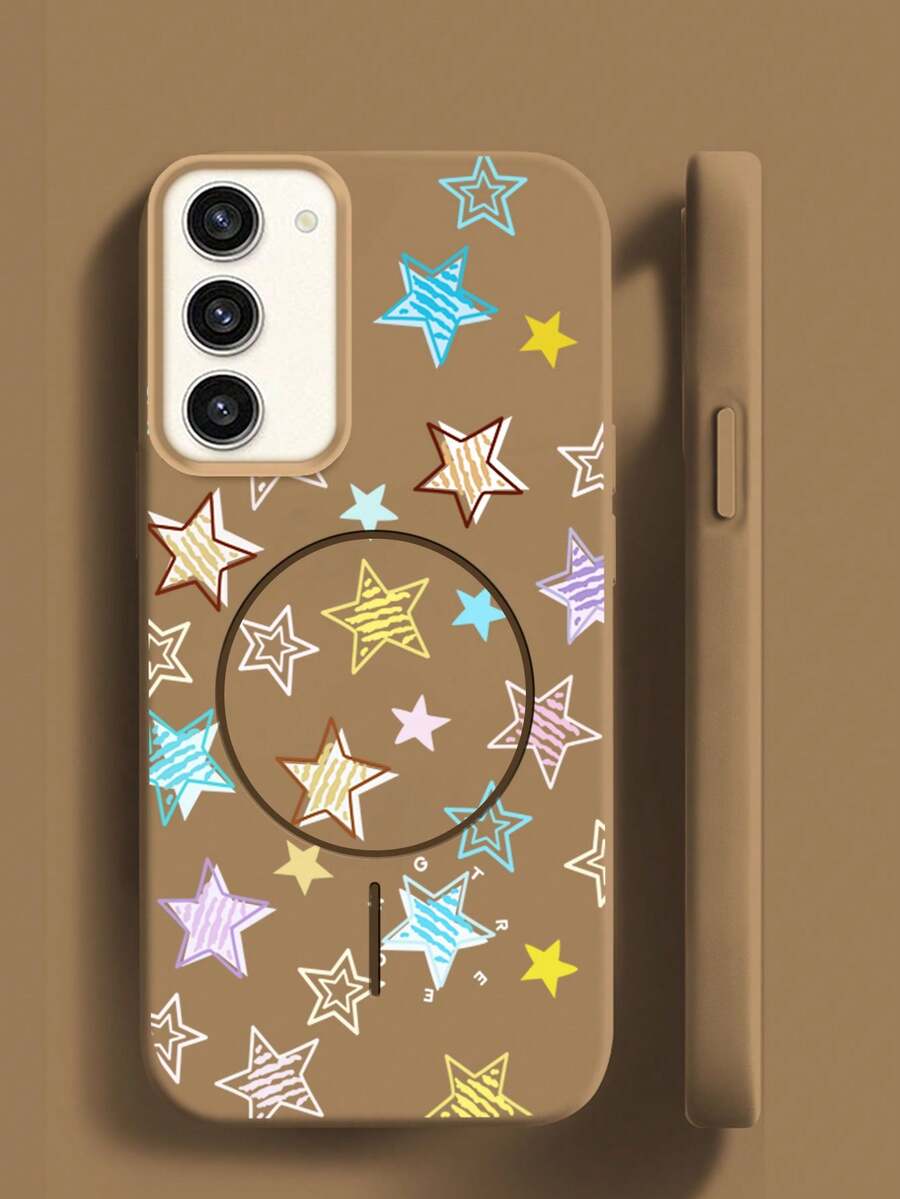 Funda magnética mate para teléfono con pentagrama en toda la superficie para Samsung Galaxy S22+ S23+ S22 Plus S23 Plus S22 Ultra S23FE S23 Ultra, funda protectora de TPU suave y resistente a los golpes. - Negro - Ver 1
