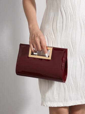 时尚纯色镜面手提包晚宴包，魅力优雅的女士商务包，适合女士日常通勤或约会、派对、婚礼、舞会、晚宴/宴会等场合，可搭配婚纱、礼服、舞会礼服、生日礼服。