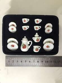 15-Piece Set Of Vintage Mini White Porcelain Tea Set (Teapot, Teacup, Saucer) Tableware, Home Model Decoration, Decoration, Perfect Birthday Valentine's Day Gift. - Multicolor - View 5