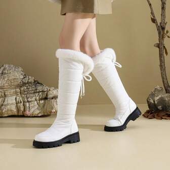 New Thick Sole Anti-Slip Warm Breathable Winter Women Snow Boots, Outdoor Sports Mid-Calf Shoes