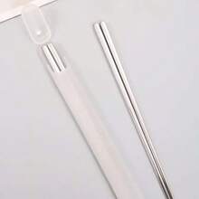 1 Set di Bacchette in Acciaio Inossidabile Purificato al Titanio - 1 Set di Bacchette con Scatola di Conservazione, Bacchette Riutilizzabili in Acciaio Inossidabile 304, Finitura Opaca Durevole, Adatte per Sushi e Cucina Cinese - Ottimo per Ristoranti e Cucine Domestiche, Cucina, Regalo di Natale - Trasparente - Visualizzare 4