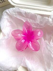 3 piezas/1 pieza Pinzas para el cabello con forma de flor de Hawái de plástico ligero y color rosa, de varios tamaños, de estilo elegante y sencillo, de unicolor, adecuadas para uso diario, casual, fiesta, viaje, playa, peinado, lavado de cara, baño, maquillaje, accesorio de vestir - Rosa - Ver 3