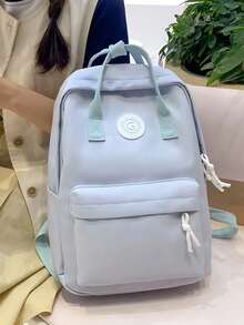 Simple Multi-Pocket Backpack For Women, Casual Versatile Backpack For Middle School, High School, And College Students, Suitable For Outdoor Travel And Daily Use, Versatile Bag And Backpack For School, School Bag, Student Backpack, Back To School Backpack, Large Backpack, Classic Leisure, Suitable For Young Girls And College Students, Very Suitable For Back To. - Màu xanh nhạt - Xem 2