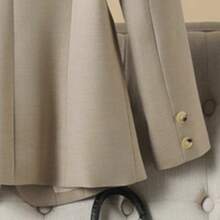 Damen Lässig Kragen Langarm einfarbiger Knopf Taschen Büro Blazer, Herbst