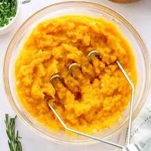 1pcWavy Stainless Steel Potato Masher, Kitchen Vegetable And Fruit Puree Tool, One-Piece Stainless Steel Kitchen Tool, Wavy Design, Halloween, Thanksgiving Christmas Kitchen Tool, Easy Meal Preparation, Stainless Steel Potato Crusher, Masher Kitchen Tool And Utensil, Durable And Easy To Clean Design, Kitchen Potato Masher, Restaurant, Wavy Texture, Home Chef. - Multicolor - View 4