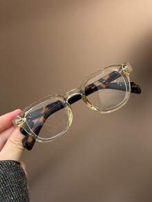 1pc Tortoiseshell Color Children's Fashion Flat Glasses, Retro Rimless Design, Suitable For Teenagers, Daily Life, Reading, Watching TV, Playing Games And Phones, Transparent Lenses Eye Protection Fashion Glasses, Daily Outfit Decoration. - Clear - View 15