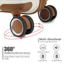 Multi-Texture Polypropylene Hard Shell Suitcase – 20"/24"/28" With TSA Lock (Cream & Brown) - 24 Inch - View 8