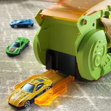 1 Set Juego de Coche de Pista Transformable Multifuncional: Coche de Juguete Dinosaurio con Rampa de Lanzamiento, Función de Tragar y Pista Transformable, Incluye Múltiples Coches de Fundición, Pista de Dinosaurio, Coches Transformables y Rampa de Lanzamiento - Coches de Juguete para Niños de 3+ Años, Color y Estilo de Coche Aleatorio - Carro de almacenamiento de dinosaurios multicolor - Ver 9