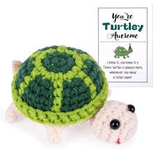 1pc Positive Energy Crochet Sea Turtle Gift, Inspiring Gift For Coworkers, Friends, Family, Suitable For Both Men And Women; Mini Handmade Crochet Shark, Duck, Penguin With Positive Energy Card, Christmas/Birthday Gift - Multicolor - View 9