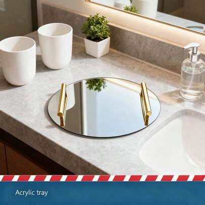 3-Piece Multifunctional Silver Acrylic Mirror Tray Set, Suitable For Jewelry Display, Perfume Storage, Home Decor, Tableware Display, And Party Centerpiece
