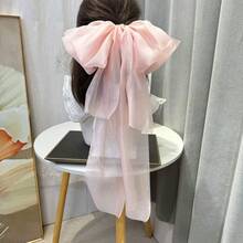 1pc French Vintage Sheer Mesh Bowknot Hair Clip With Long Streamers, Romantic Elegant Hair Accessory For Date Nights, Weddings & Special Occasions, Secure Grip Fairy-Style Design, Ideal Gift For Women/Girlfriend/Bestie On  US - trắng - Xem 8