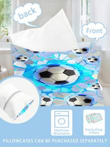 This 2-Piece Custom Duvet Cover Set (1 Double-Sided Duvet Cover + 1 Single-Sided Pillowcase) Features A Personalized Soccer Pattern And Is Made Of Polyester Fabric With Digital Printing. It's A Perfect Year-Round Gift For Boys. - Multicolor - View 5