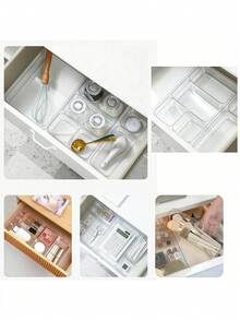 Transparent Drawer Storage Box, With Dividers, Multiple Sizes Available, Stackable Storage, Suitable For Desktops, Office Desks, Cosmetics, Office Supplies And Miscellaneous Items, Drawer Storage Box, Study Room Decor, Autumn Decor, Holiday Decor, Room Decor, Home Decor, Autumn Decor, Bedroom Decor, Sunny Travel Cool Drawer Storage Box, Cosmetic Storage Box, Drawer Dividers, Room Decor, Bedroom - Clear - View 6