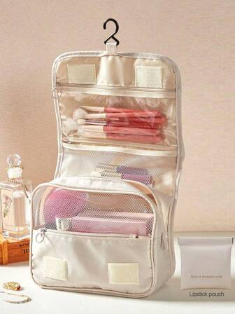 1 pieza Bolsa de maquillaje / Bolsa de aseo / Bolsa para brochas de maquillaje / Bolsa de maquillaje colgante / Organizador de tecnología / Bolsa de almacenamiento de cosméticos / Bolsa de viaje / Bolsa de mano / Bolsa de lencería / Organizador de zapatos y ropa, adecuada para lápiz labial, brillo de labios, brochas de maquillaje, lápiz de labios, lápiz de cejas, paleta de sombras de ojos, lencería, pasta de dientes, cepillo de dientes, cosméticos, cuidado de la piel, lápiz de cejas, borla de polvo, peine, esmalte de uñas, lima de uñas, joyería, perfume, papelería, electrónica Viaje de verano, vacaciones Decoración del baño del hogar Organizador de maquillaje de vacaciones Accesorios de baño Regreso a la escuela