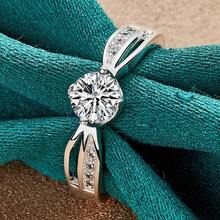 925 Sterling Silver Plated Dazzling Zirconia 7-10# Ring For Women Wedding Party Fashion Charm Jewelry