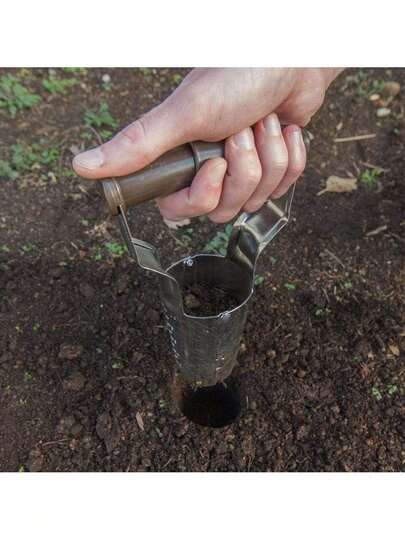 Edward Tools Bulb Planter - Bend Planting Bulbs - Automatic Soil Release Digging/Refilling Hole - Depth Marker More Consistent Planting Tulips, Daffodils, Dahlias