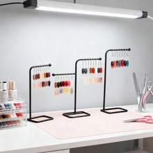 1/50pcs Removable Nail Polish Color Mixing Palette With Metal Display Stand, Transparent Nail Art Sample Sticks With Metal Rings, Wrought Iron Metal Display Rack, Acrylic Nail Art Practice Swatch Color Chart, Suitable For Nail Salons And Home Use - Multicolor - View 3