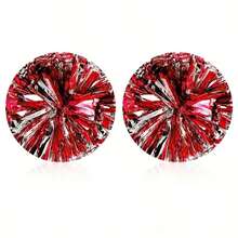 2pcs Red Mixed With Silver Cheerleader Pompoms Dancing Cheerleading Sport Flower Ball