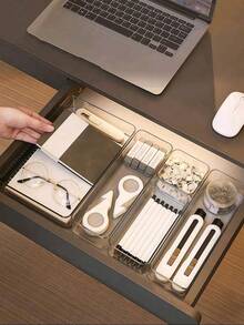 Transparent Drawer Storage Box, With Dividers, Multiple Sizes Available, Stackable Storage, Suitable For Desktops, Office Desks, Cosmetics, Office Supplies And Miscellaneous Items, Drawer Storage Box, Study Room Decor, Autumn Decor, Holiday Decor, Room Decor, Home Decor, Autumn Decor, Bedroom Decor, Sunny Travel Cool Drawer Storage Box, Cosmetic Storage Box, Drawer Dividers, Room Decor, Bedroom - Clear - View 8