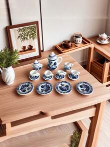 15-Piece Set Of Vintage Mini White Porcelain Tea Set (Teapot, Teacup, Saucer) Tableware, Home Model Decoration, Decoration, Perfect Birthday Valentine's Day Gift. - Multicolor - View 2