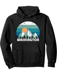 Sudadera de algodón de moda retro del estado de Washington, sudadera de estilo urbano, sudadera de cuello redondo, ultra suave y transpirable, sudadera casual para todas las estaciones, adecuada para uso diario y salidas casuales. - Negro - Ver 6