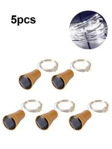 Luces de cadena con forma de corcho para botellas de vino, alimentadas por energía solar, de alambre de cobre, adecuadas para bodas, Navidad, decoración de exteriores, jardín y césped, con luz cálida/blanca/de color