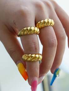 1 Stück Vintage Edelstahl-Kugel-Ring für Frauen, goldfarbener geometrischer Ring, Boho-Schmuck, Hip-Hop-Party-Schmuck, Geschenke