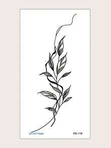 STARTTOOS 1 Pack Minimalist Black Thin Line Tree Branch & Leaf Pattern Temporary Tattoo Stickers, Waterproof & Realistic, Suitable For Wrist, Shoulder, Neck, Collarbone, Ankle And Other Areas - Black - View 6