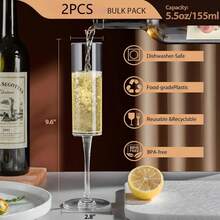 1/2/6 件亚克力香槟杯，5.5 盎司牢不可破的高脚杯可重复使用的香槟敬酒杯，透明香槟杯，优雅的塑料马提尼杯 - 非常适合鸡尾酒、香槟和甜点 - 可重复使用，慕斯杯， - 彩色 - 查看 15