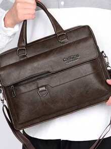 男士商务高端公文包休闲斜挎包男士包新款手提包单肩大容量电脑包圣经包办公包复古