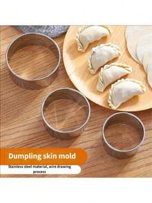 Stainless Steel Round Dumpling Skin Press Cutter,Quick Dumpling Maker,Multi-Functional Kitchen Cooking Molds For Dumplings,Wontons,Homemade Rice Balls,Cakes, Mousse And Toast 1PC - Multicolor - View 5