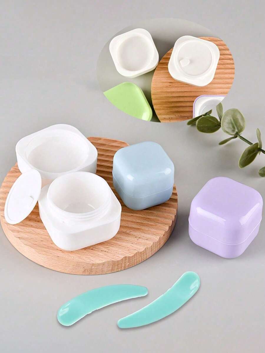 1/2set 30g Empty Cosmetic Jar, Refillable Travel Toiletries Container, Mask DIY Bottle With Lid, Leak Proof Travelling Accessories,With Makeup Spoon,Face Cream, Eye Cream, Lotion, Cosmetic Packaging Bottle,Ointment Bottles, Facial Mask Bottles, Empty Portable Cream Jar Cosmetic Container Travel Bottles(Spoon Color Random) - Multicolor - View 1